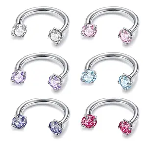 6pcs Piercing Horseshoe Cartilage Earrings Nose Rings Set Stainless Steel Body Piercing Jewelry