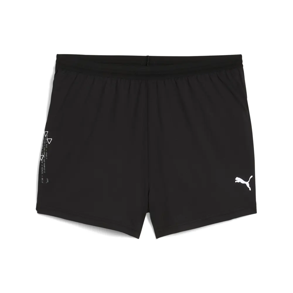 PUMA Mens Run Knit 3 Inch Split High Waist Shorts Casual Bottoms Casual - Black