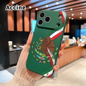 Mexican emblem grace Pattern Straight Edge Phone Case for iPhone 17 15 16 14 Pro Max 13 12 11 XR XS Plus Air E Shockproof Full Camera Protection Durable Slim Liquid Silicone Cover Smartphone Casing