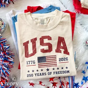 Vintage USA 250 Years Of Freedom Anniversary Shirt, Patriotic 1776 2026 Tee, 4th Of July Comfort Colors Shirt