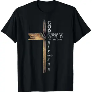 100% CottonSon of God Jesus Christ Cross Christian 9 John 3 16 T-Shirt