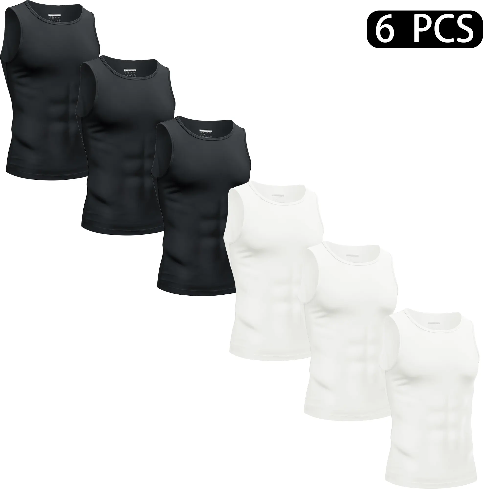MAGCOMSEN 1/2/3/6 Pack Men's Elastic Dry Fit Tank Top Sleeveless Sports Shirt Gym Undershirt