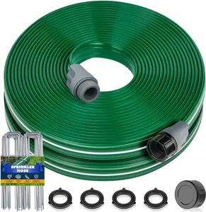 Sprinkler Hose with Holes 50FT, Heavy Duty Watering Garden Hose, High-Efficiency Sprinklers System for Lawn and Garden with Staples