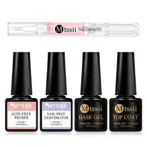 Nail Gel Set, 5 Counts/set Base Coat Nails Prep Dehydrator Soak Off Gel & Nail Cuticle Oil & Base Gel & Top Coat, Nail Polish Long Lasting Air Dry Nail Gel, UV Gel Manicure, Nail Products, Nail Supplies
