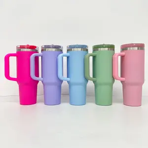 20 Pack USA 40oz Leak Proof Lids Tumblers New Protour Style with Removable Nozzle Cover Matt Macaron Color Sublimation Tumblers