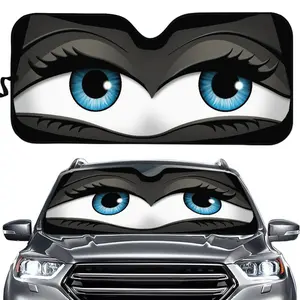 Cartoon Foldable Car Sunshade, Summer Fun CarAccessory, Keep Your Car Cool, UV Protection, EasyInstallation, Fits Most Cars and Small Suvs