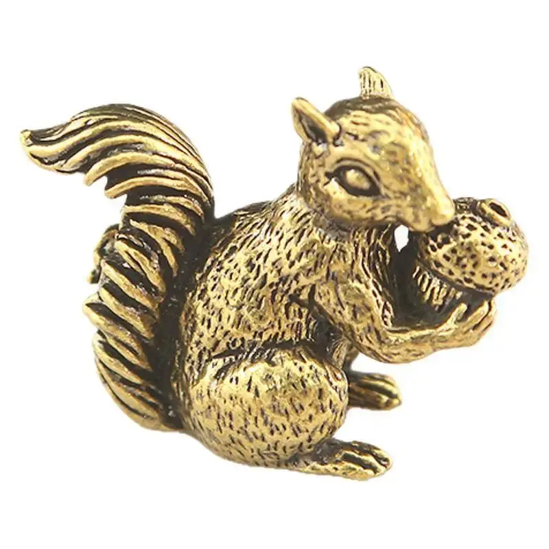 Vintage Solid Copper Squirrel Ornament Statue - Brass Nut-Motif Home Decor, Incense Holder, Desk Decoration with Nut-Holding Function