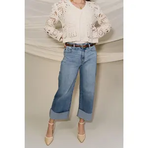 Kancan: Blake Medium Wash Cropped Cuff Hem Jeans