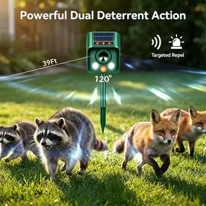Stop Raccoons & Deer Destroying Your Yard!  Solar Ultrasonic Repeller = No More Mess!