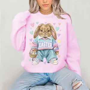 Bunny in Jeans Crewneck Sweatshirt Gildan Everyday Style Super Soft Unisex Fit Streetwear Graphic Top warm Womenswear Casual Printed Long sleeve cute bunny Easter spring