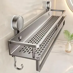 Easy Install Shower Caddy, Strong Adhesive Wall-Mounted Holder, Durable Space-Saving Rack, Rust-Resistant Float Shelf, Bathroom Storage, Bathroom Accessory, Bathroom Organization