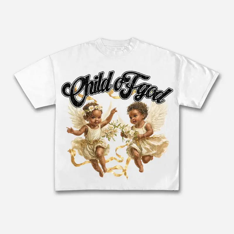 Men's Child Of God Print Cotton T-shirt festival outfit Beautiful Black Angels Graphic Tee, Vintage "Child of God" Christian Streetwear T-Shirt