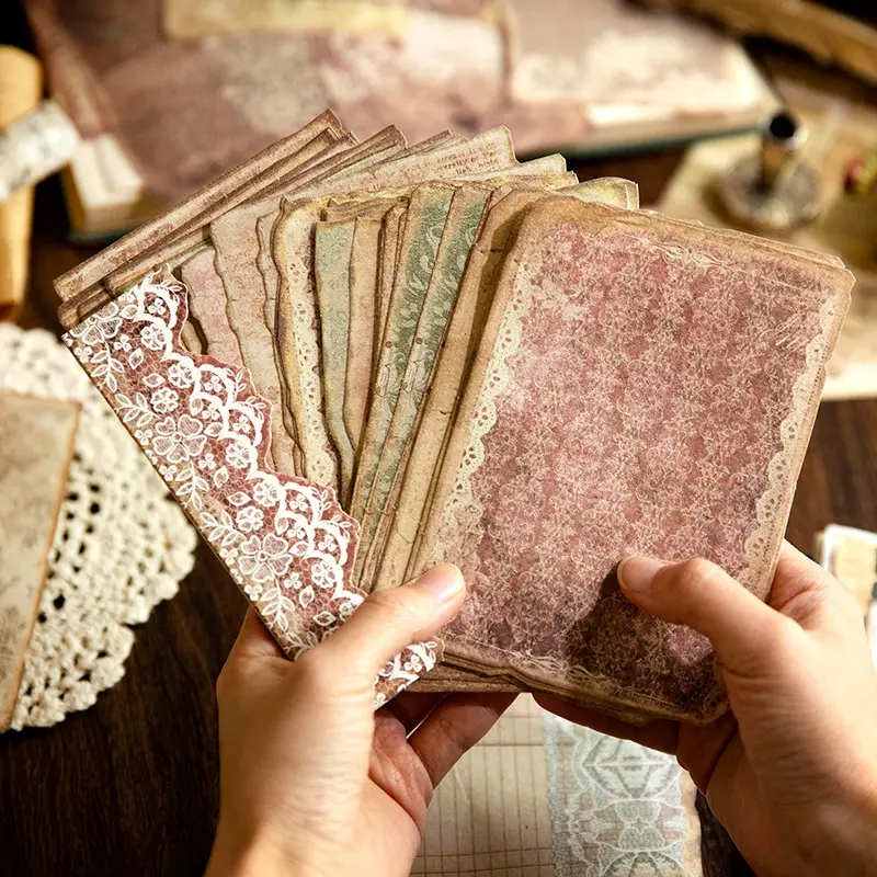 Vintage Style Scrapbook Paper Set, Scrapbooking, 50 Sheets Retro Design Decorative Journaling Stickers, Perfect for Handmade Crafts, DIY Crafts & Projects, Scrapbook Materials