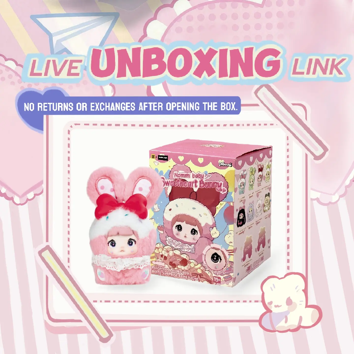 [Live Unboxing Link][TOPTOY]  Nommi Sweetheart Bunny blind box-Perfect Gift Unique HolidayHome & Office Decorations Holiday Gift summervibes