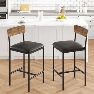 🍸 Set of 2 Upholstered Counter Height Bar Stools – Kitchen Barstools with Backrest & Footrest – Perfect for Island, Counter Bar – Easy Assembly! ✨