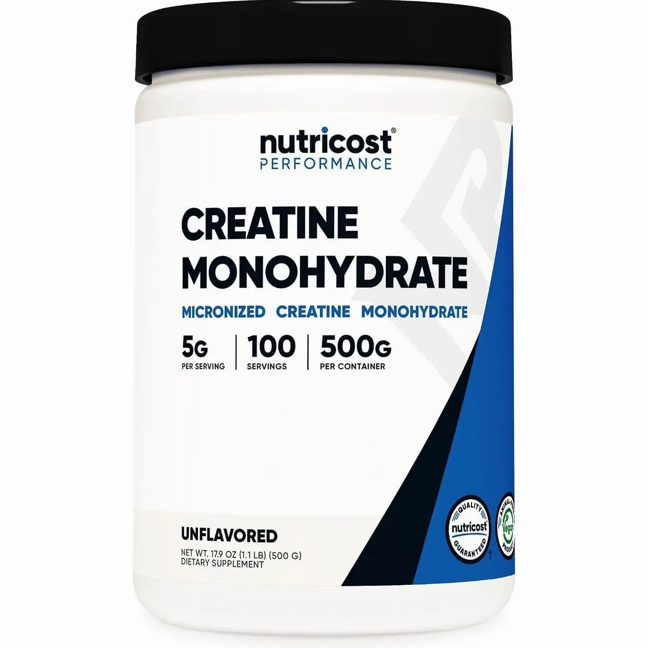 Nutricost Creatine Monohydrate Micronized Powder 500G, 100 Servings | 5000mg Per Serving (5g), 17.9 Oz