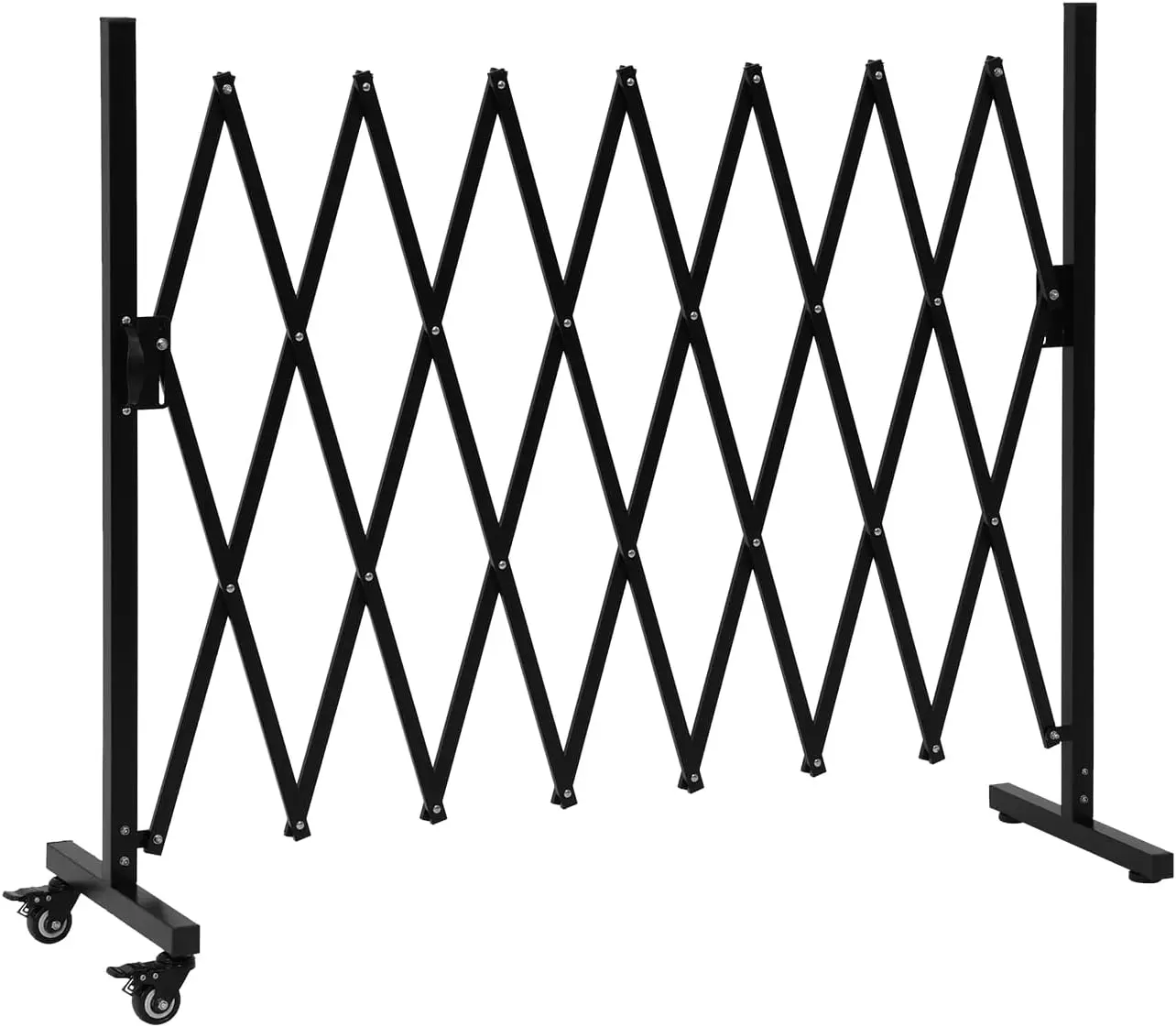SMONTER Expandable Barricade Gate - Metal Safety Barrier with Casters, Portable Design for Indoor/Outdoor Use, Latch Included