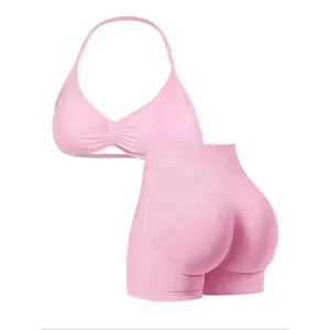 Two-New Women's Sporty Yoga Set, Fitness Clothes, High-Waist Tight-Fitting Shorts and Tank Top, Summer Fitness for Running and Gym