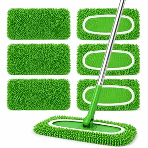 6 Washable and Reusable Green Mop Cloths,Suitable for Cleaning Flat Floors in Homes, Campuses,and Essential for School Homes Wooden Household Pad Wall