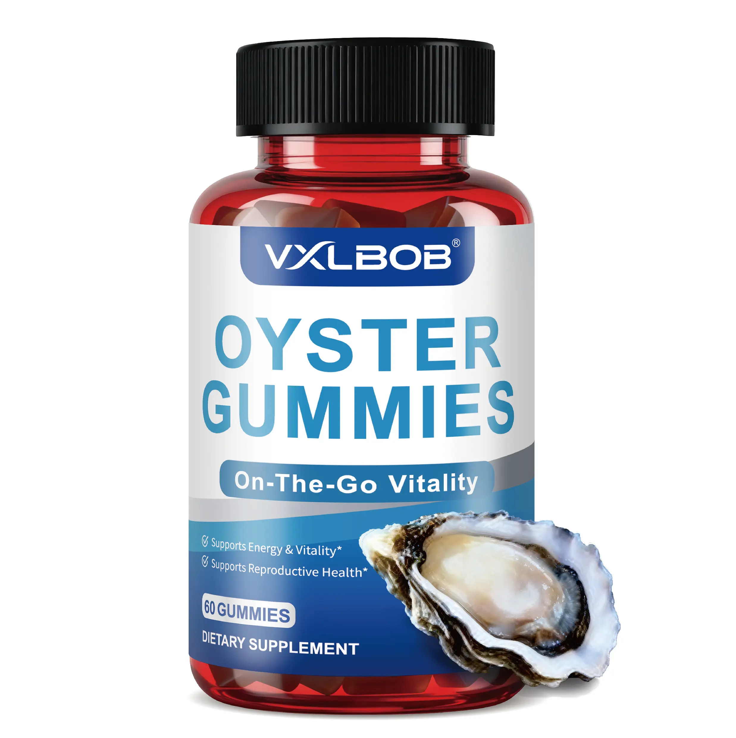 VXLBOB Oyster Gummies 60 Capsules Boost Daily Vitalityand Energy. Each capsule contains 700 mg of oyster extractand zinc protein.