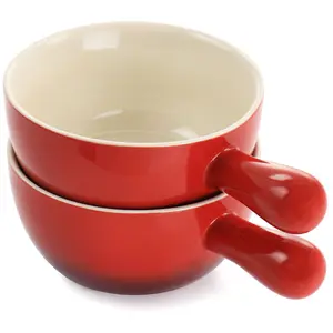 Crock-Pot 2 Piece Stoneware 22oz Soup Bowl Setw/ Long Handles