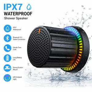 IPX7 Bathroom Rotatable Knob Bluetooth Speaker with Seven Color Lights for Vibrant Party Vibes