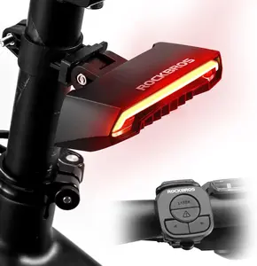 ROCKBROS Bike Tail Light Smart with Turn Signals, Wireless Remote Control Brake Bike Rear Light USB Rechargeable Bicycle Back Warning Light for Night Riding Safety