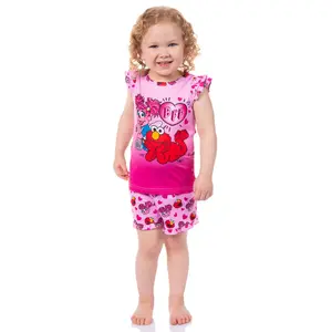 Sesame Street Girls' BFF Elmo Abby Cadabby Sleep Pajama Sleep Set Shorts
