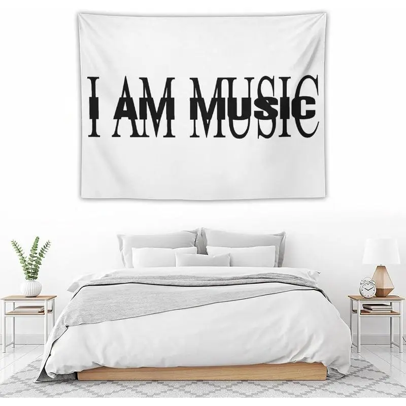 I AM MUSIC Album Cover Tapestry for Bedroom, College Dorm And Classroom 30"x40", Banner Poster Aesthetic Decorative Wall Tapestries Hanging for Home Decor Gifts summerwins