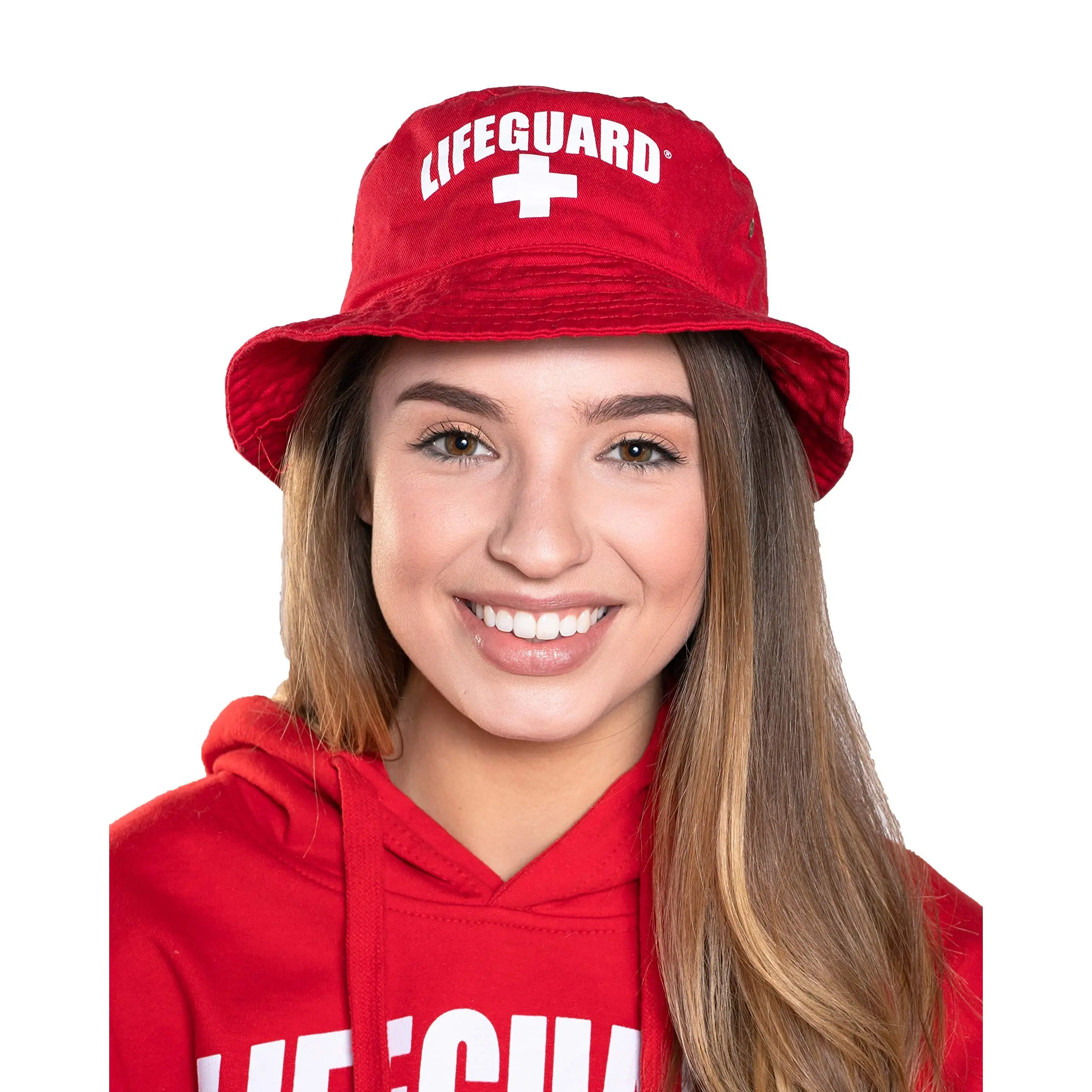 LIFEGUARD Officially Licensed Red Bucket Hat for Men & Women, Unisex Soft Cotton for Sun Beach Pool