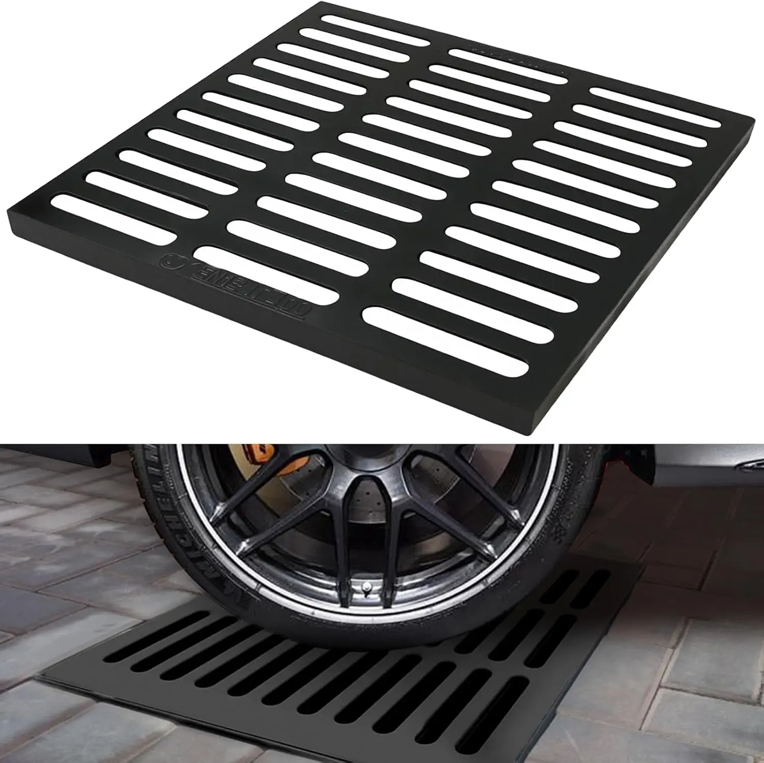 24x24 in Cast Iron Drain Grate, 27557 lbs Heavy-Duty Driveway Channel Cover, Durable Metal Square Sewer Grate for Driveway, Concrete, Garage, Black Finish