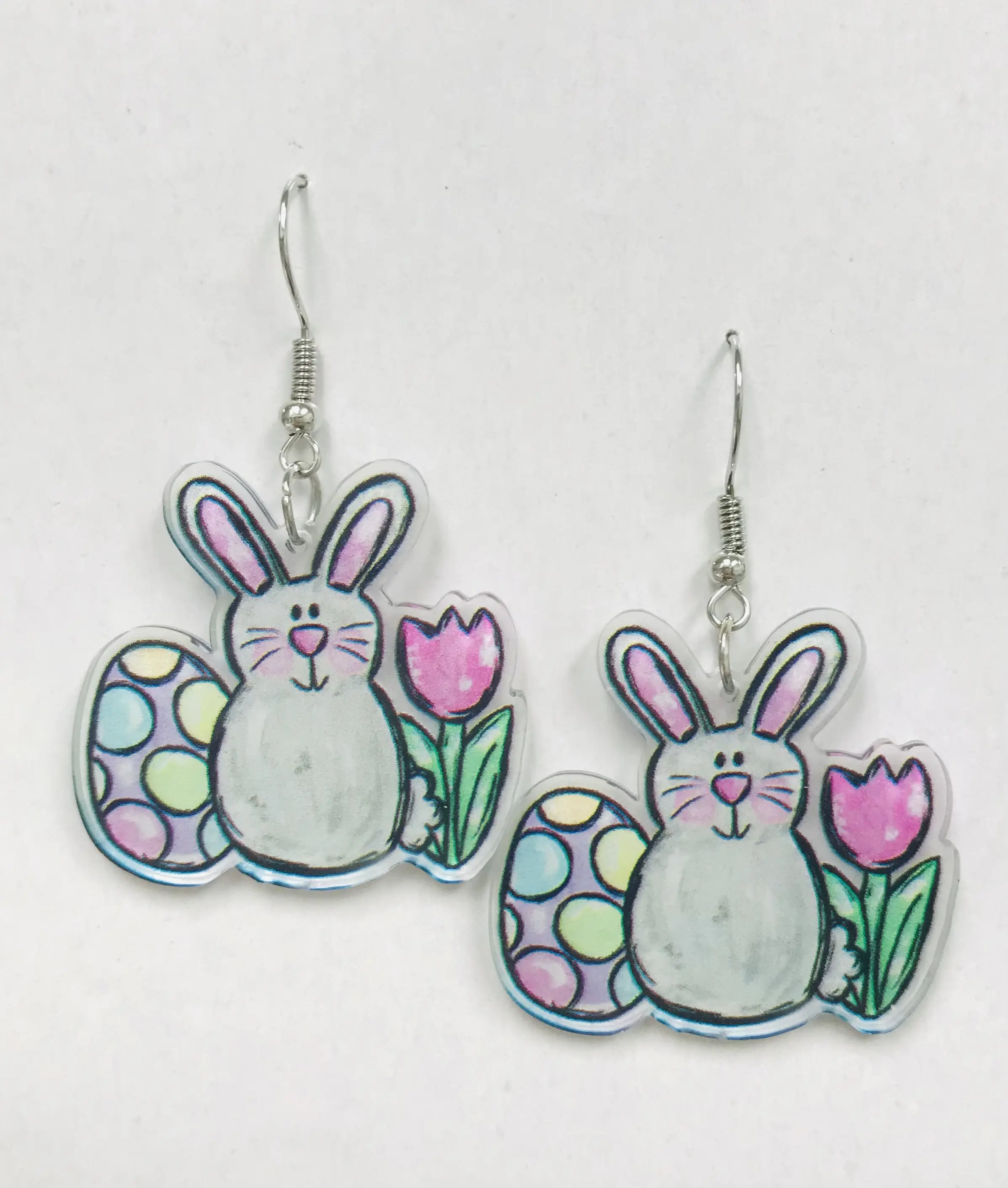 Acrylic Easter Bunny eggs earrings