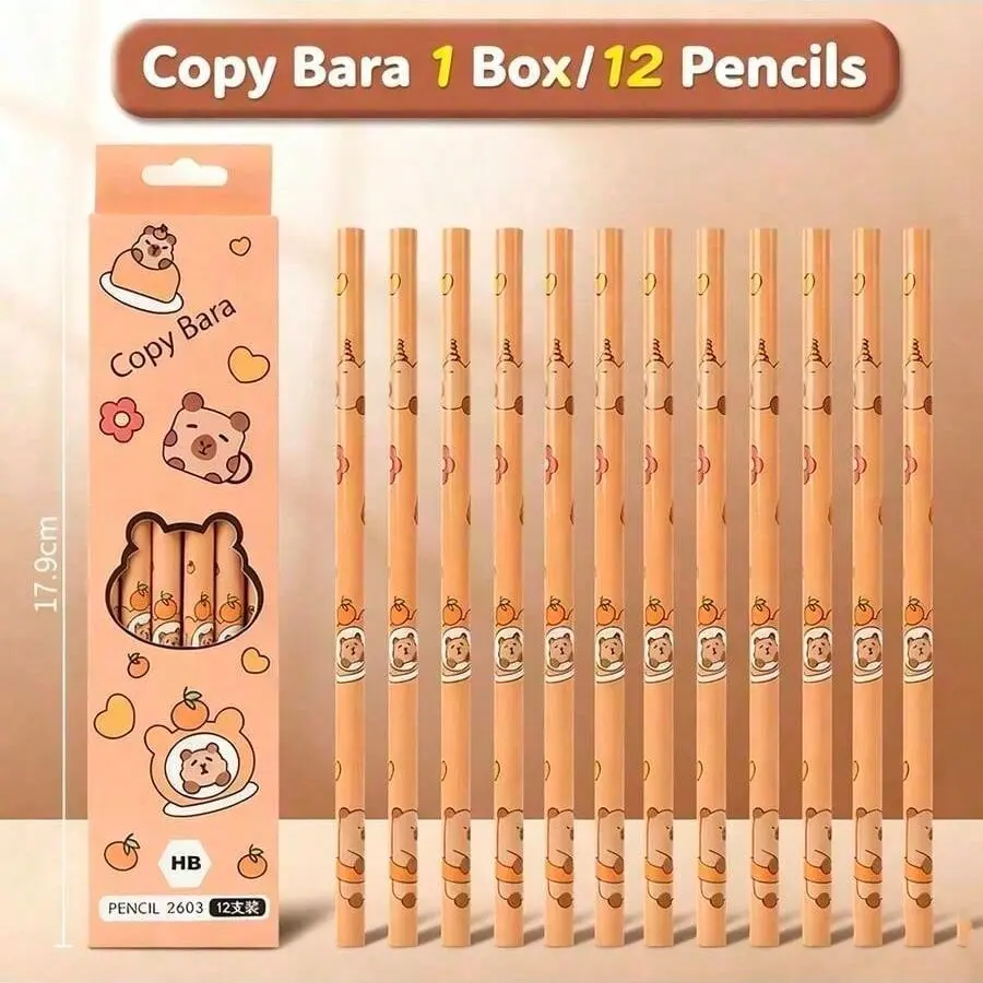 12 Box Pencils, Capybara Design, Artist Pencils, Essential Stationery Writing Tool for Illustrators, Office, Drawing, Accounting, Daily Gifts, Perfect for Creative Work