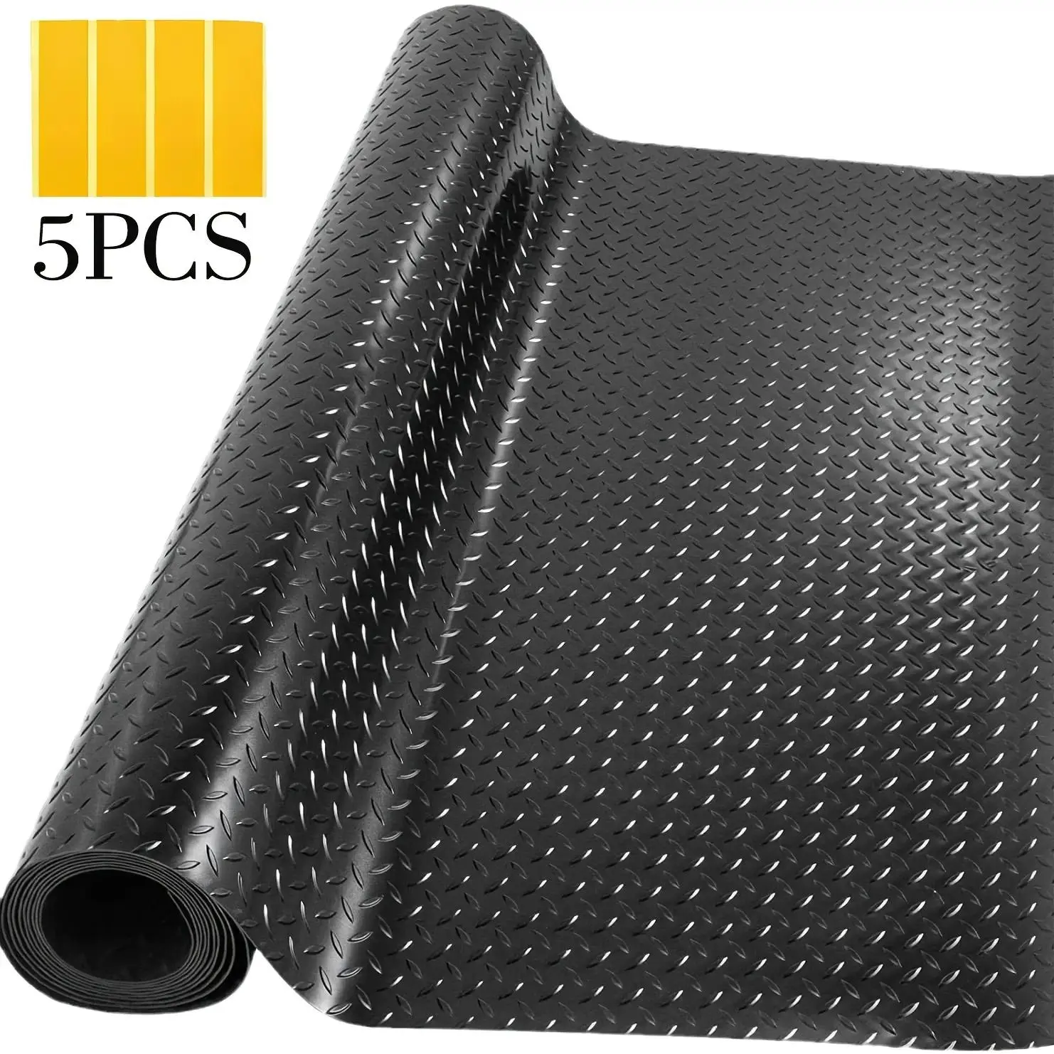 5pcs 7.5x20 feet garage floor mat, 2.6 mm thick polyvinyl chloride floor roll, for vehicle undercarriage, 150 square feet diamond-shaped gray garage mat, suitable for garages, warehouses, basements, gyms, trailers