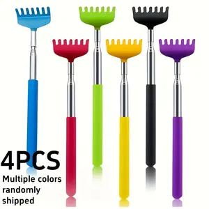 4 Cartoon back scratchers - Metal telescopic hand massagers, colorful handles, ergonomic design, suitable for both women and men, perfect gifts for Thanksgiving, birthdays and Christmas, back scratchers