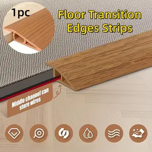 Self-Adhesive Transition Profile For Height Adjustment Of 10-13 Mm, Floor Transition Edges Strips - Carpet Edges Strips For Smooth Floor Transitions, Decorative Speed Edges Guide For Wood Floor Carpet, Wood Grain Pattern
