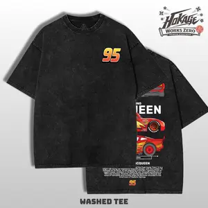 Retro Cars Movie T-Shirt Mcqueen and Mater Vintage Oversized Tee – Y2K Unisex Acid Wash Two Side Graphic TankTop, Top Trendy Streetwear Gym Shirt For Movie Game Fans