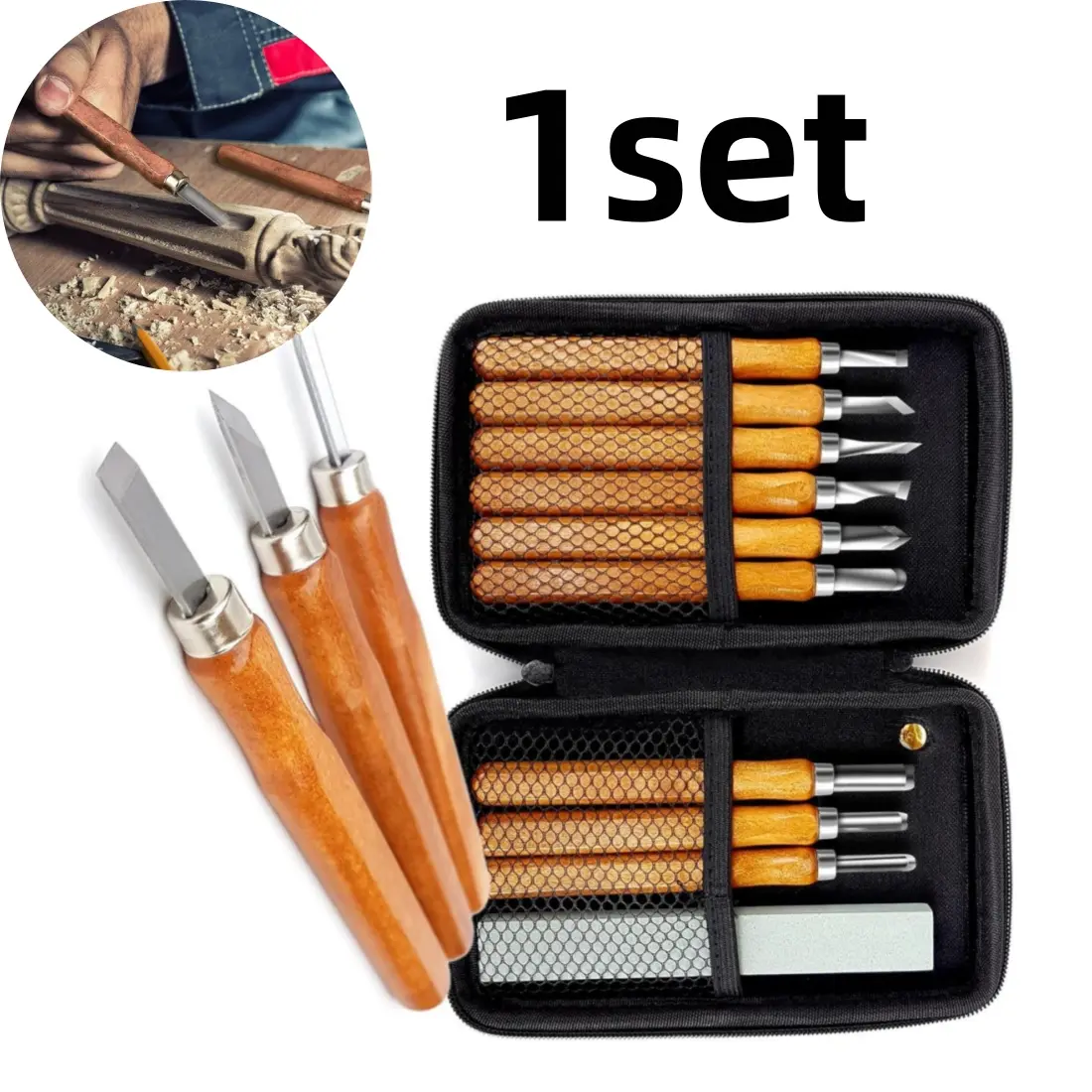12-Piece Wood Hand Carving Tool Set, Carpentry Tools Kit for DIY Sculpture - Home Improvement Supplies for Beginners & Experts