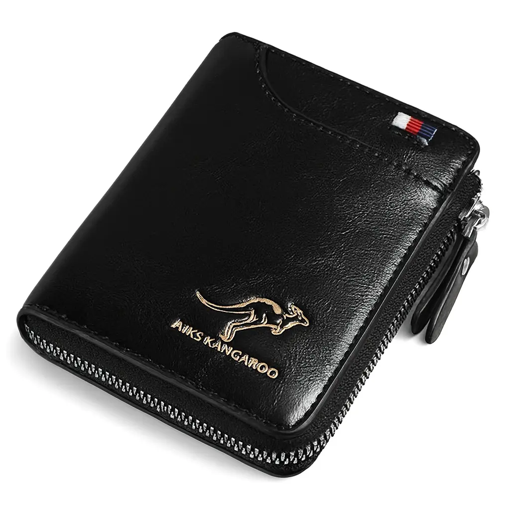 Men's Minimalist Leather Wallet - Slim Bifold with RFID Protection, Holds 14 Cards, Compact for Front Pocket, Elegant and Practical Design tiktokshopbacktoschool