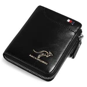 Men's Minimalist Leather Wallet - Slim Bifold with RFID Protection, Holds 14 Cards, Compact for Front Pocket, Elegant and Practical Design