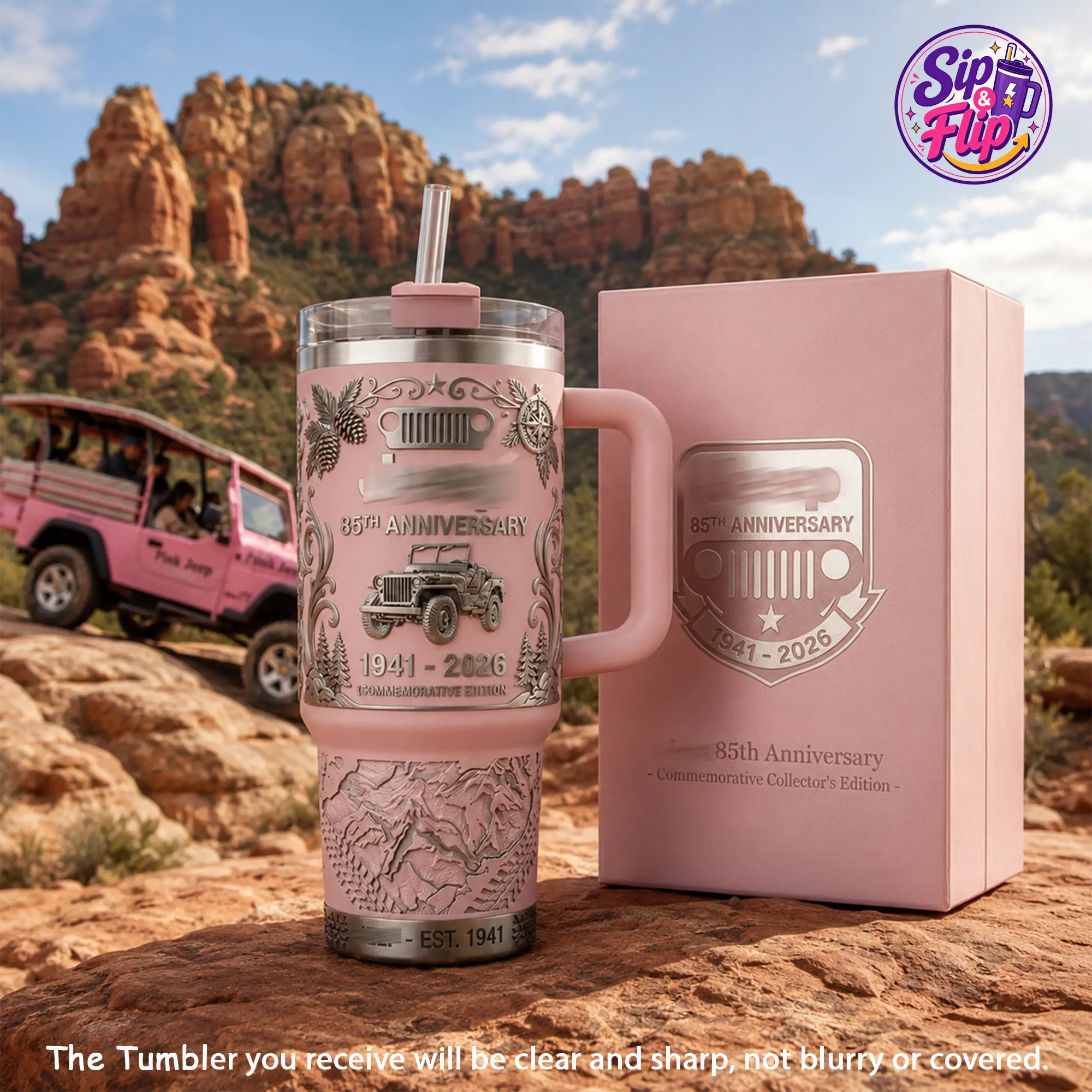 85th Off-Road Heritage Anniversary Ver 3 40oz Tumbler, Premium Stainless Steel Insulated Travel Cup With Handle and Straw, Rugged 4x4 Adventure Design, Leakproof Camping Mug, Outdoor Explorer Gift for Men and Women