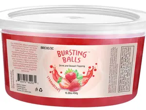 Strawberry Boba Pearls, Strawberry Popping Boba Bursting Boba, Strawberry Bubble Tapioca Pearls For Bubble Tea 1 Pound (Strawberry, 1 LB Pack of 1)