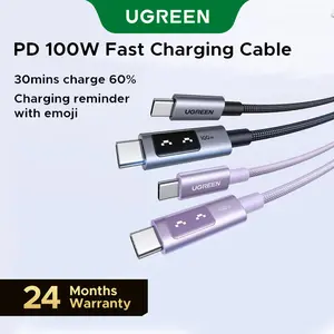 UGREEN Uno 100W  type  c Fast Charging Cable, with LED Display for iPhone 17 16/15 Plus/15 Pro Max, MacBook Pro/Air, Galaxy S24 Ultra,TikTokShopSpringGlowUp,Greenish