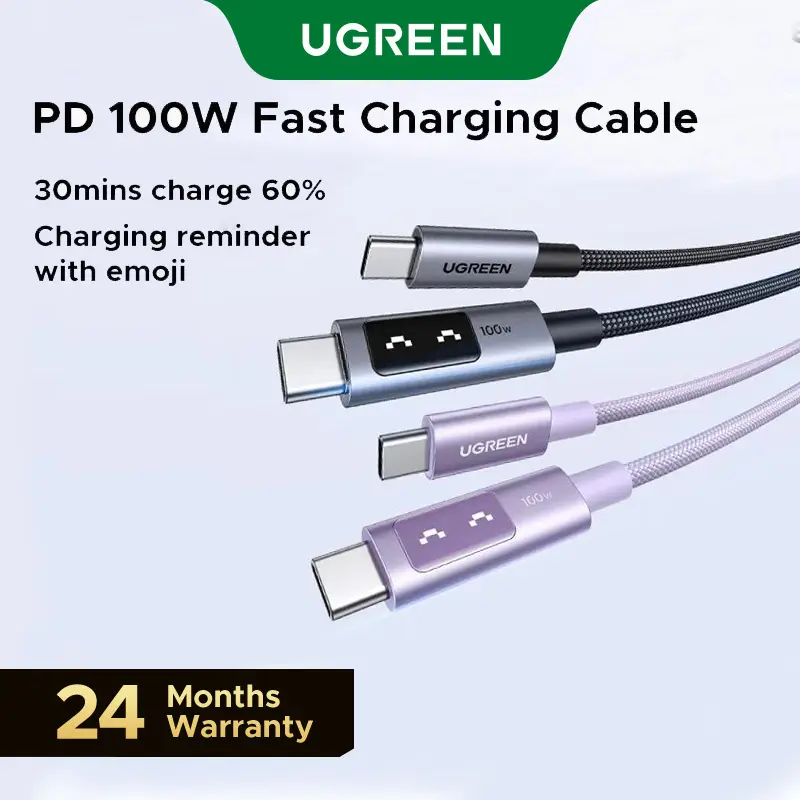 UGREEN Uno 100W  type  c Fast Charging Cable, with LED Display for iPhone 17 16/15 Plus/15 Pro Max, MacBook Pro/Air, Galaxy S24 Ultra,DealsForYouDays