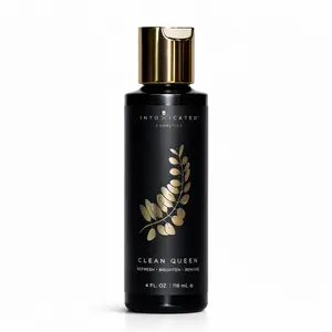 Intoxicated Cosmetics Clean Queen Glycolic Cleanser 4 FL OZ 118 mL Eucalyptus Organic Antibacterial Facial Cleanser for Acne Relief with Tetrapeptide-13 & Oligopeptide-8 for Collagen Boost - Fine Lines