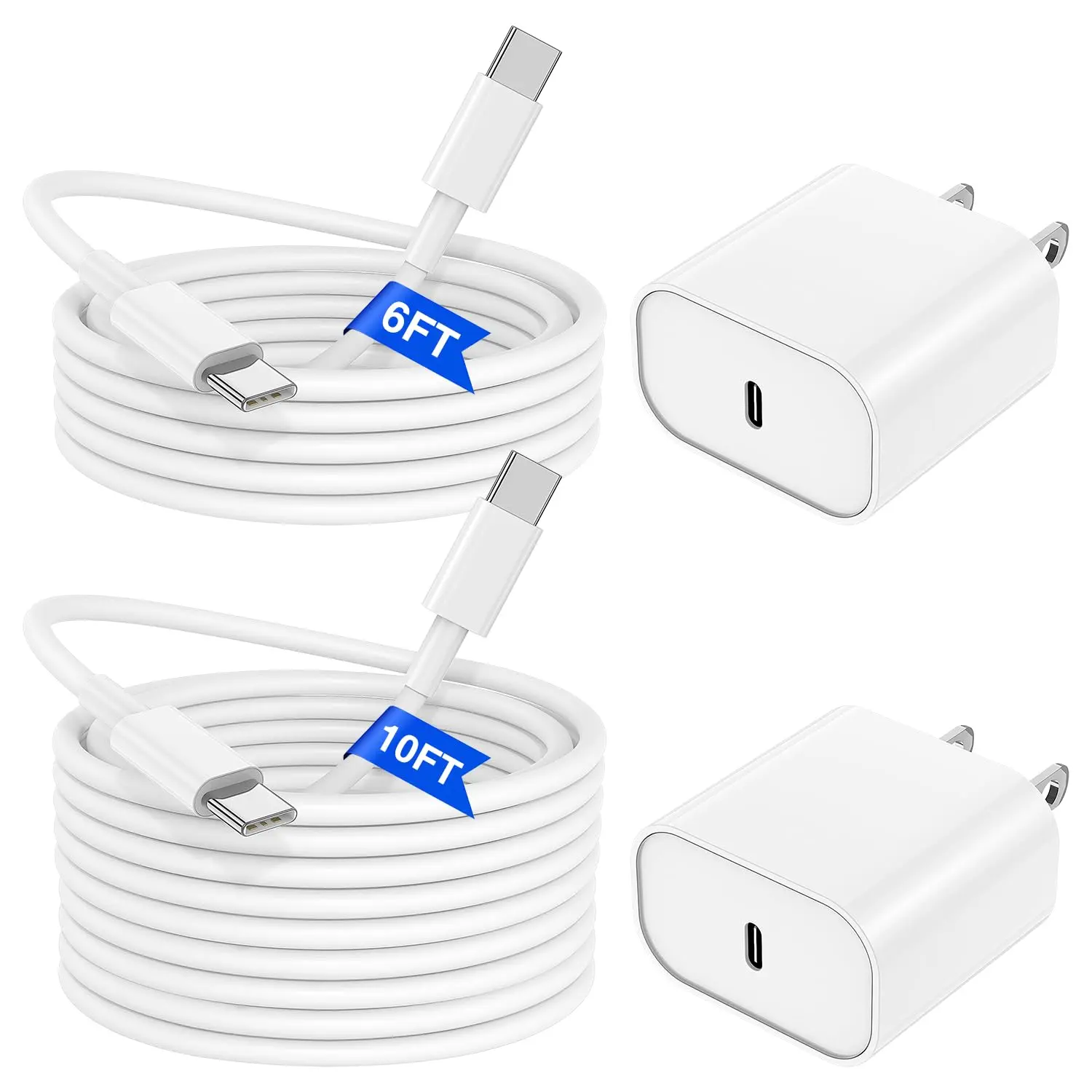 2-Pack 20W USB-C Fast Charger&10FT/6FT Cable for iphone16/15 Series and iPad Models Charging Cord 2-Pack 20W USB-C Fast Charger&10FT/6FT Cable for iphone16/15 Series and iPad Models Charging Cord