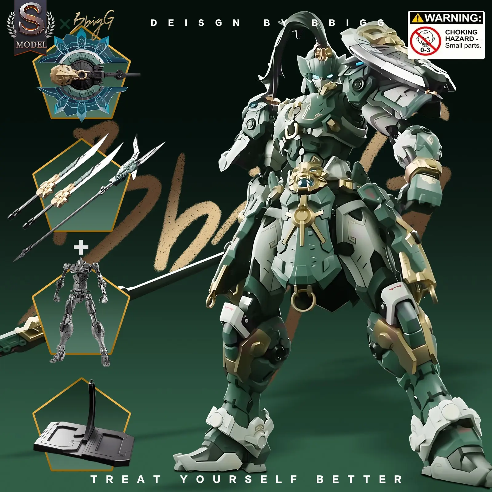 Dragon Spear 1/100 Scale Model Kit, Contains Alloy Inner Structure, 21cm Height, Multi-Function Transforming Weapon System