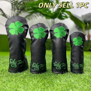 Four-leaf Clover Pattern Golf Club Head Cover, Durable Waterproof Golf Club Head Cover, Golf Accessories for Men & Women