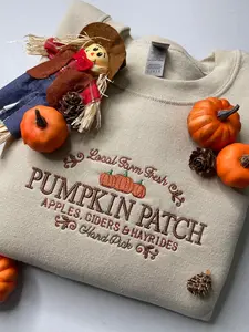 Fall Pumpkin Patch Embroidered Crewneck, Hoodie, Sweater, Sweatshirt