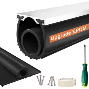 Garage Door Seals Bottom Rubber - 16.5FT EPDM Weatherproof Seal with Pre-Drilled  Track Retainer Kit, Fits 8-20FT Doors, Rodent Proof, Noise Reducing (1.57" Width, Black)
